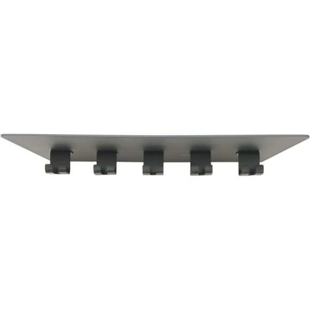 Wall Mounted Gym Shelf with Hooks Black Floating Storage Rack for Workout Gear